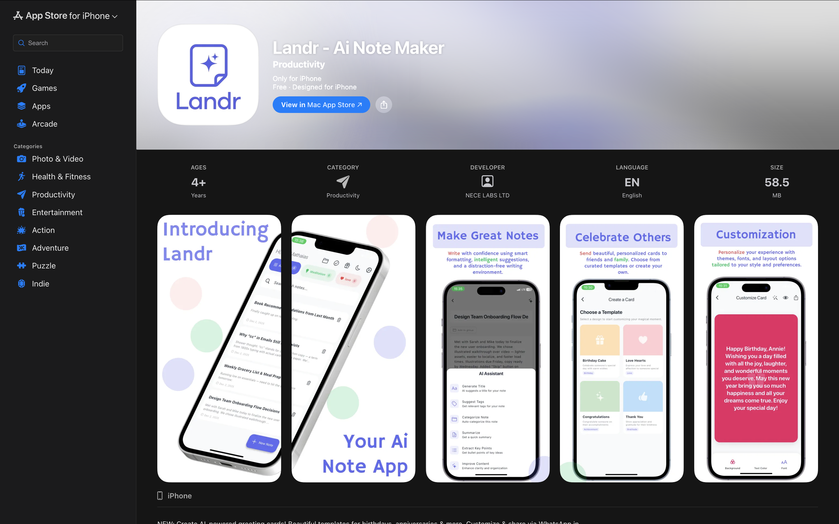 Landr AI Note Maker app