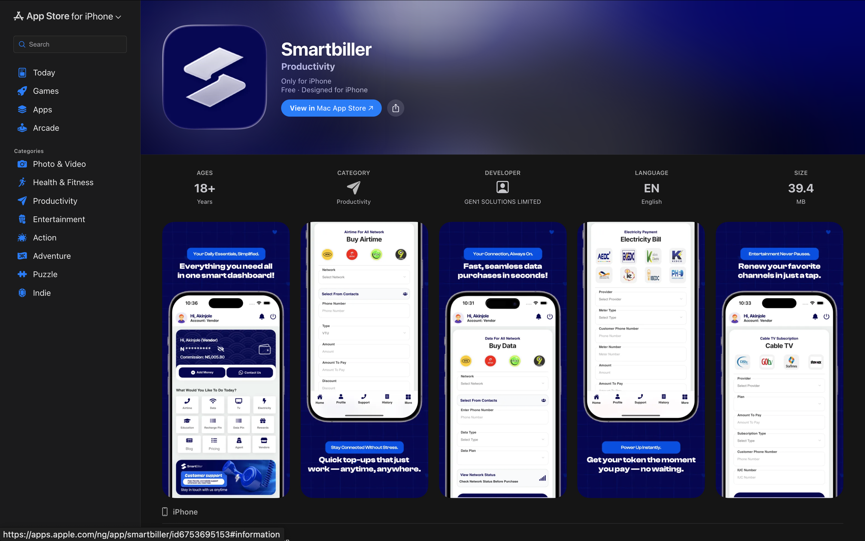 SmartBiller app